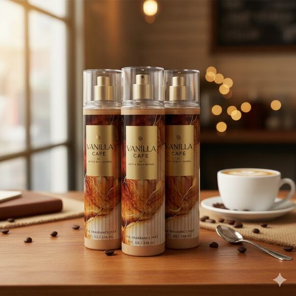 Bath & Body Works Vanilla Cafe Fine Fragrance Mist 8oz Espresso Hazelnut Lot x3 - Picture 7 of 7